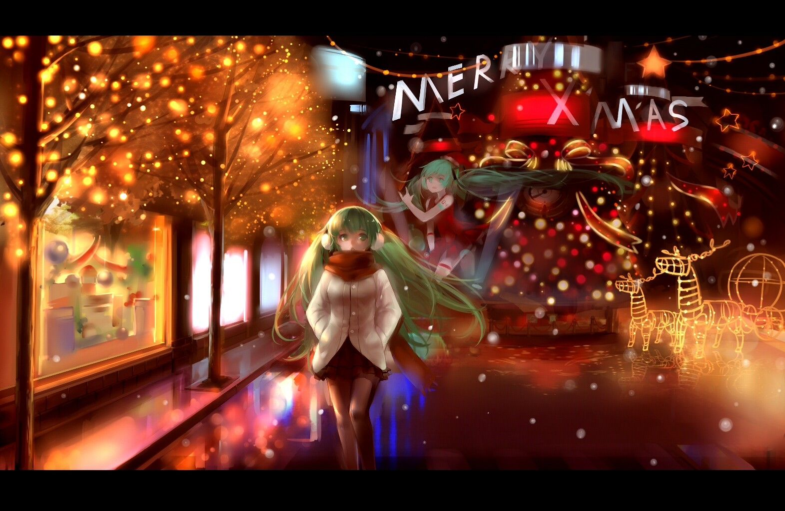 anime, Anime Girls, Vocaloid, Hatsune Miku, Blue Hair, Blue Eyes, Christmas Wallpaper HD / Desktop and Mobile Background