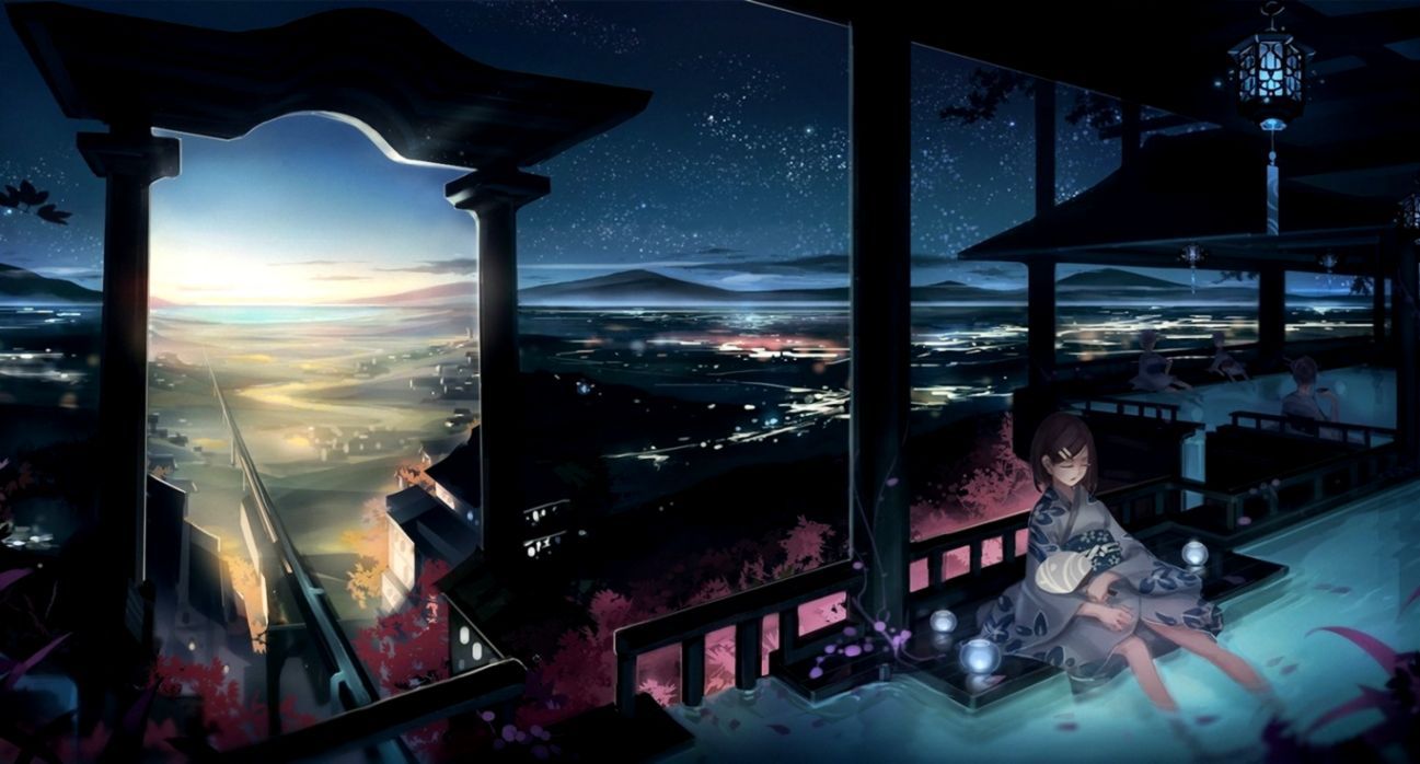 Japan Night Original Characters Landscape Anime Wallpaper Anime Wallpaper Night