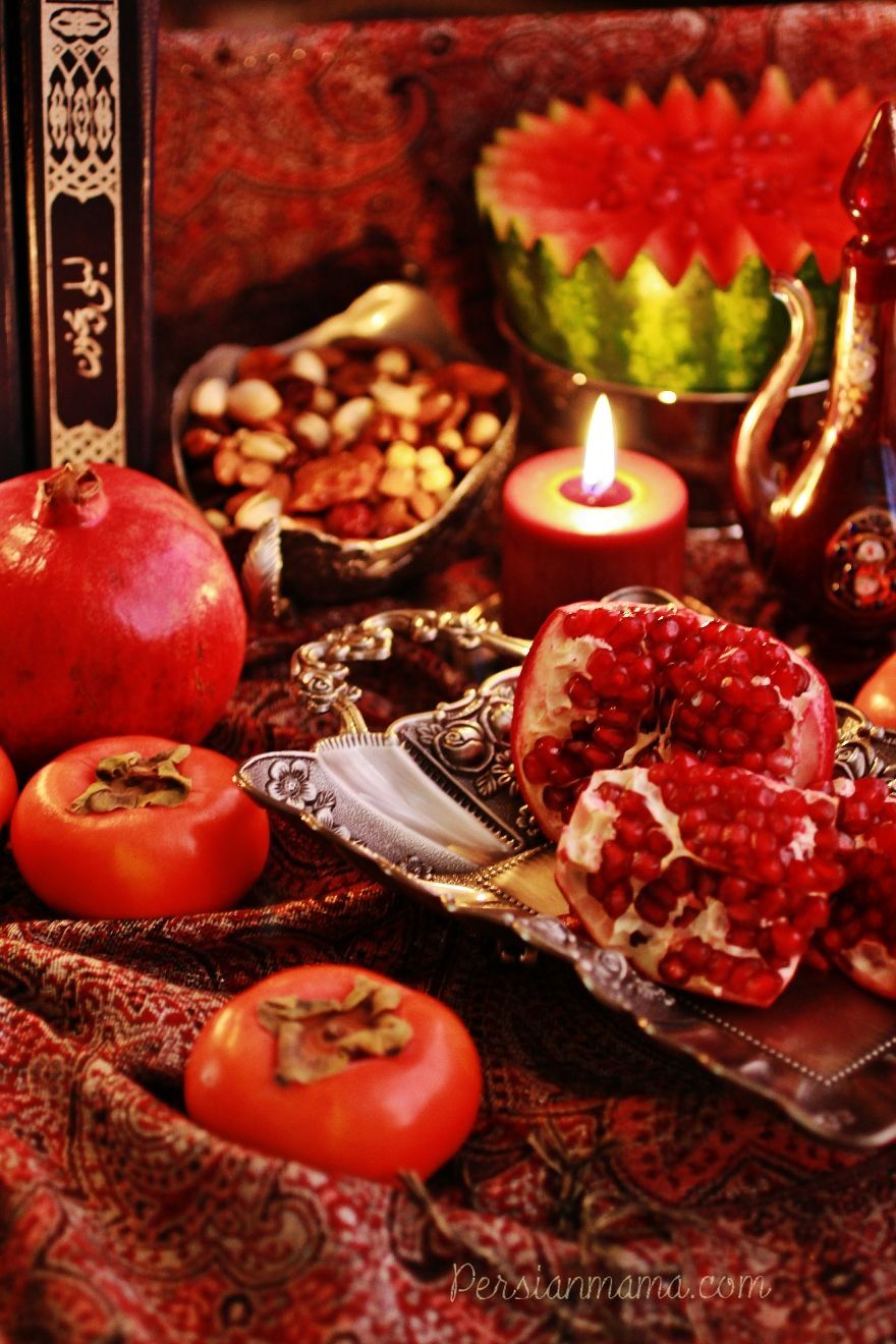 Shabe Yalda is an ancient Persian celebration that marks the longest night of the year and victory of sun over darknes. Yalda night, Persian cuisine, Persian food