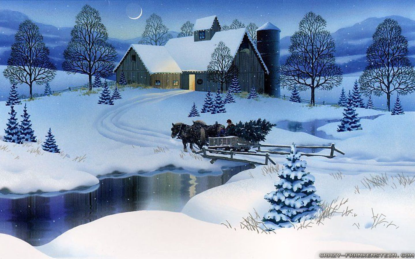 Christmas Snow Scene Wallpaper