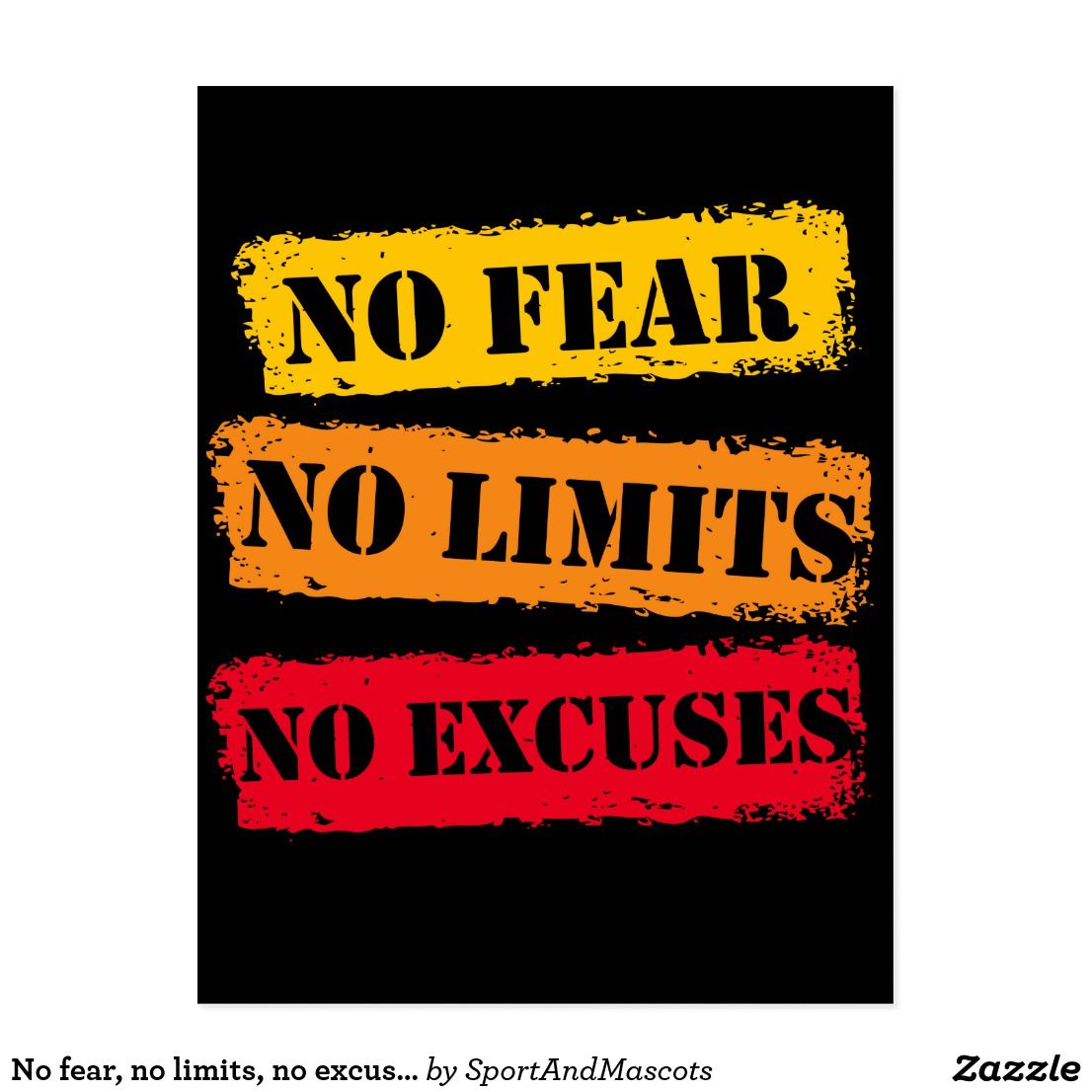 No fear, no limits, no excuses, motivation quote postcard. #ad #WordsOfWisdom. Nike motivation quotes, Nike quotes, Motivational quotes tumblr