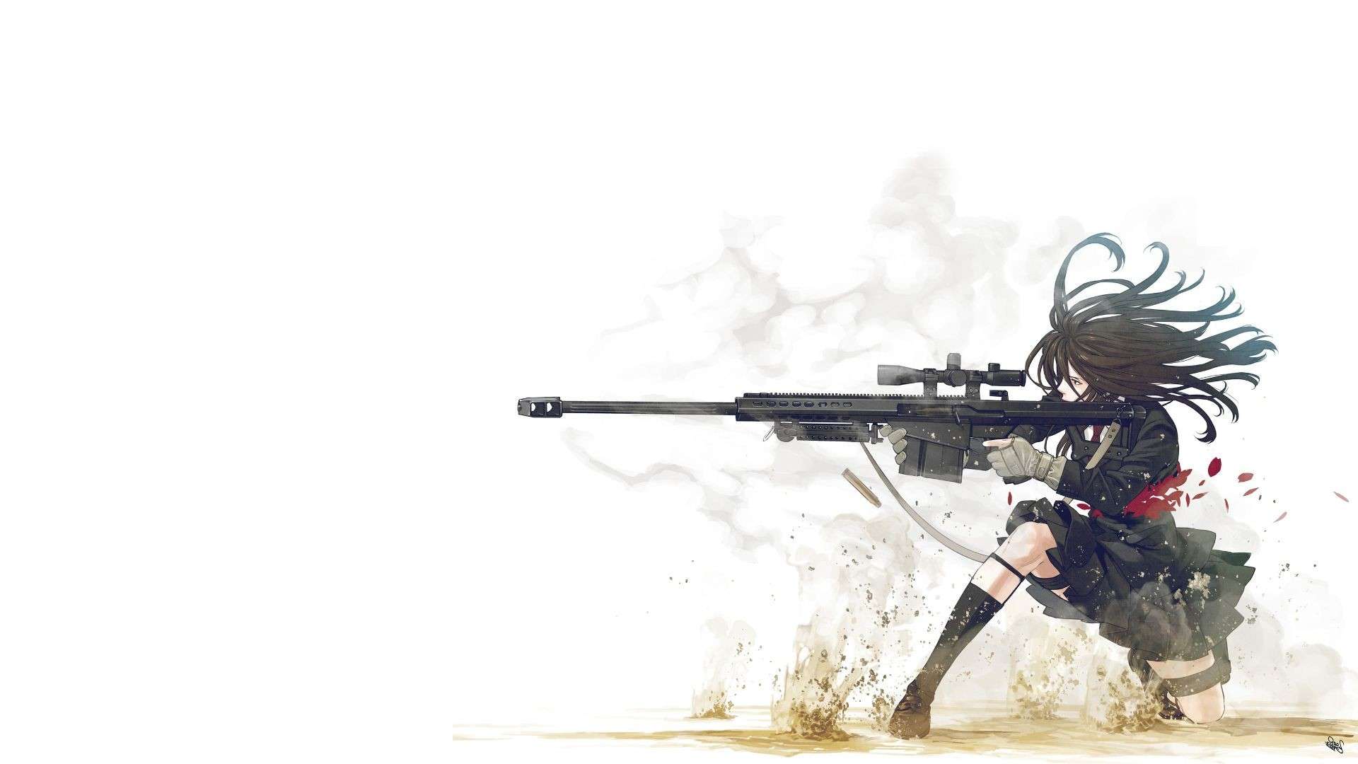 Dark Anime Girl With Gun Wallpaper