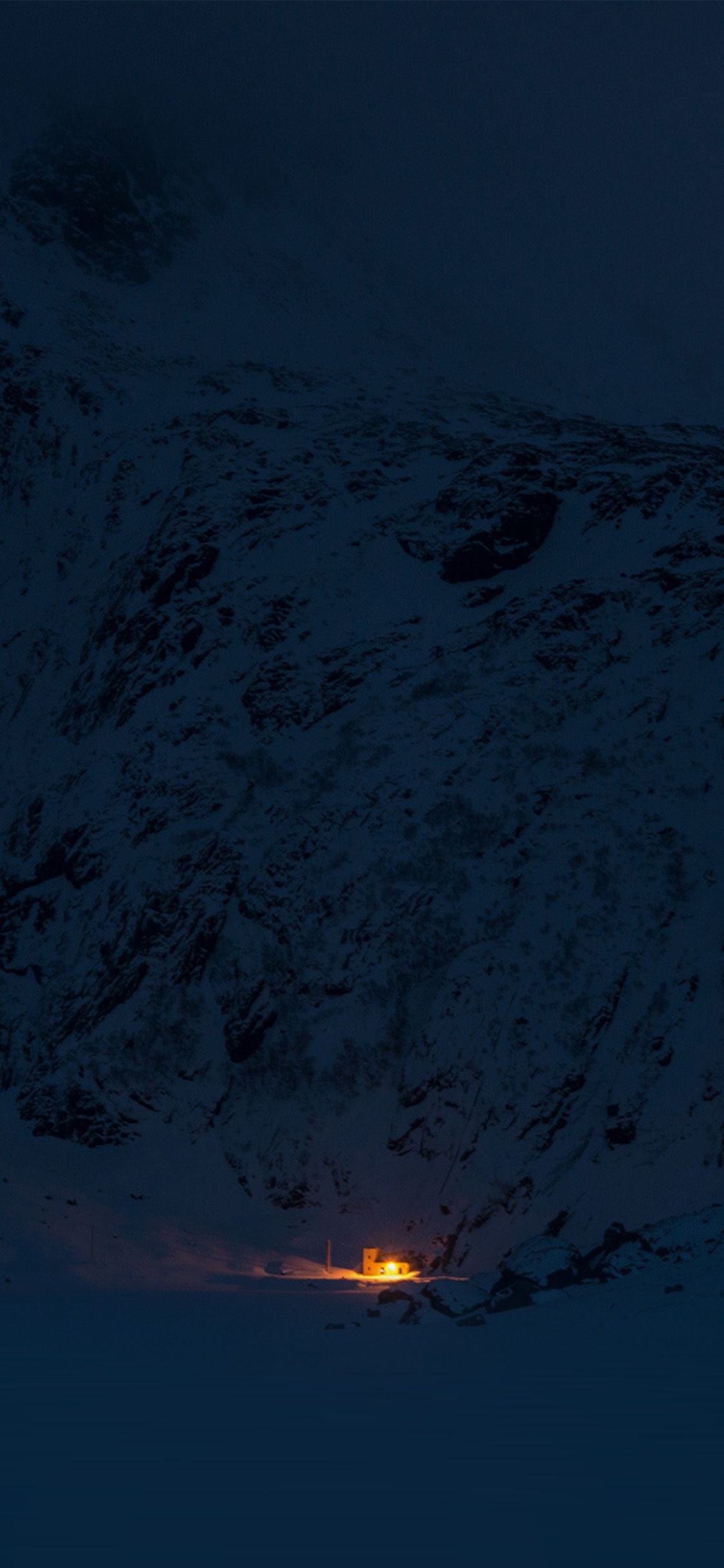 iPhone X wallpaper. mountain night light snow winter nature