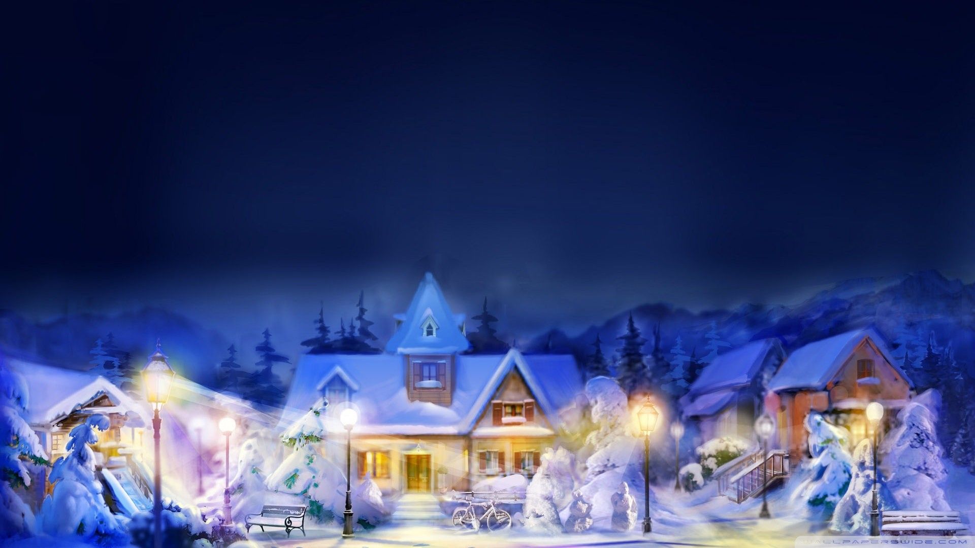 Christmas Winter Scene Wallpaper Desktop