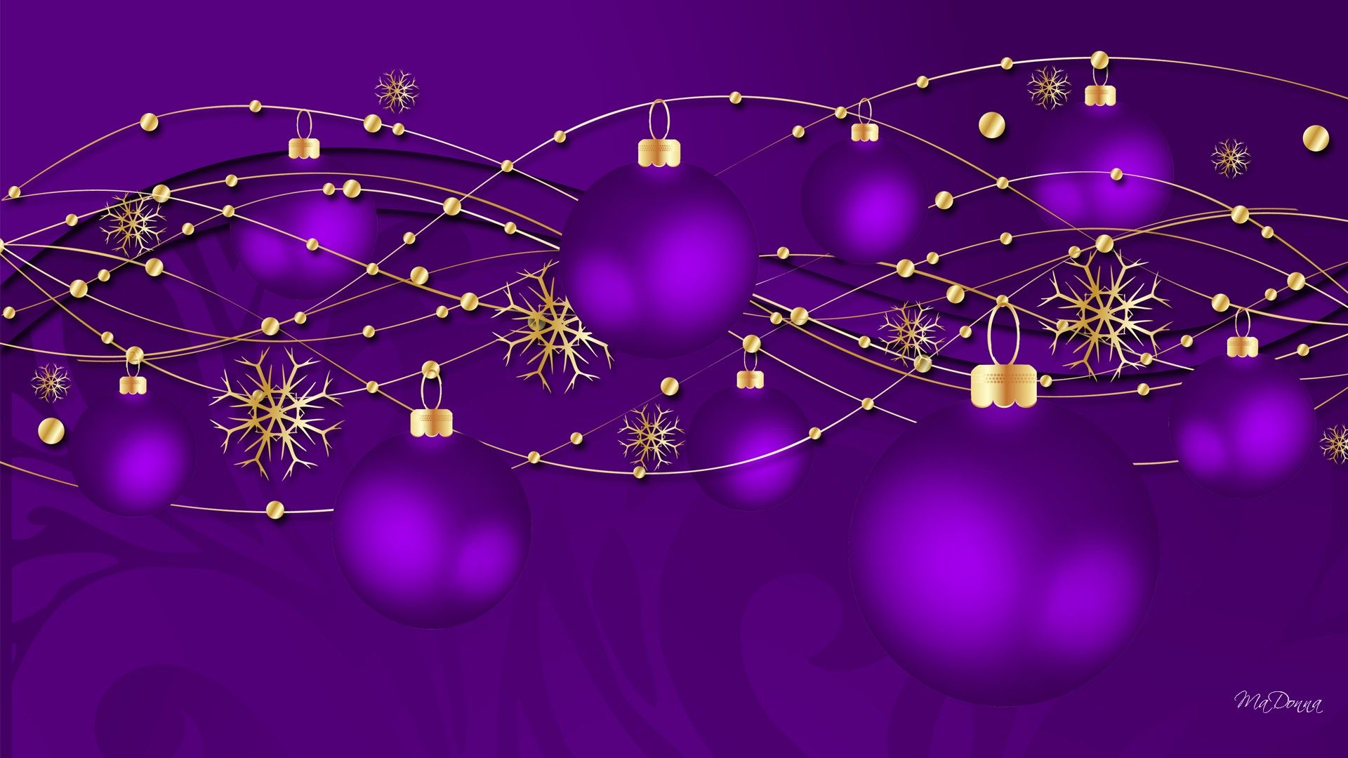 Purple And Gold Christmas Background