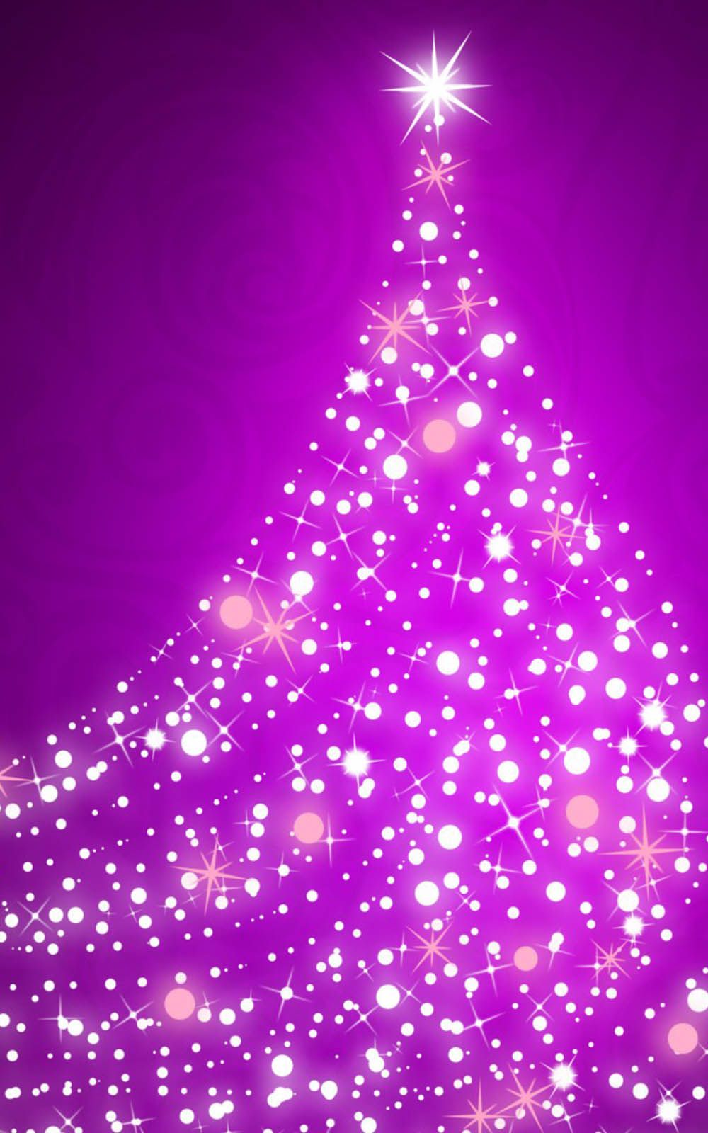 Christmas Tree Lights Purple Background 4K Ultra HD Mobile Wallpaper