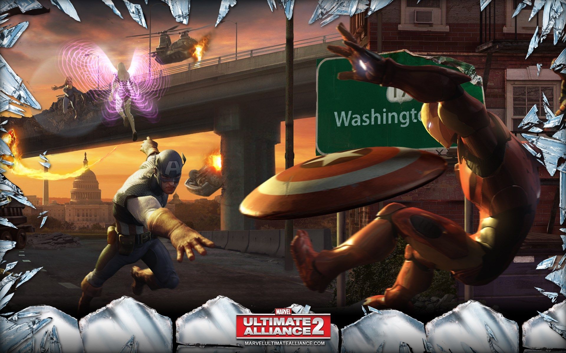 Marvel: Ultimate Alliance 2 game wallpaper. Marvel ultimate alliance, Iron man vs captain america, Marvel games