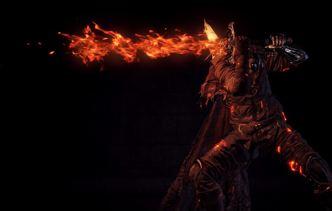 Wallpaper fire, flame, sword, game, armor, ken, blade, Dark Souls, spark, Dark Souls Dark Souls III image for desktop, section игры