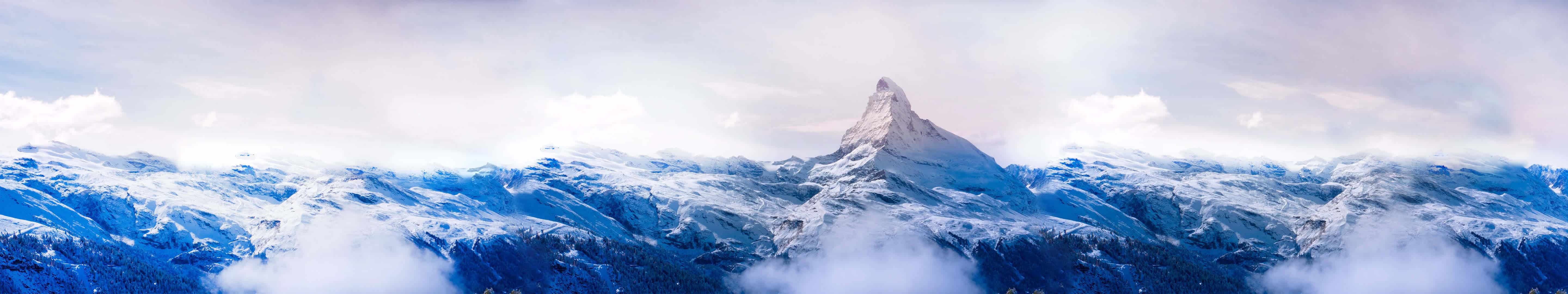Snow Covered Mountains Triple Monitor Wallpaper