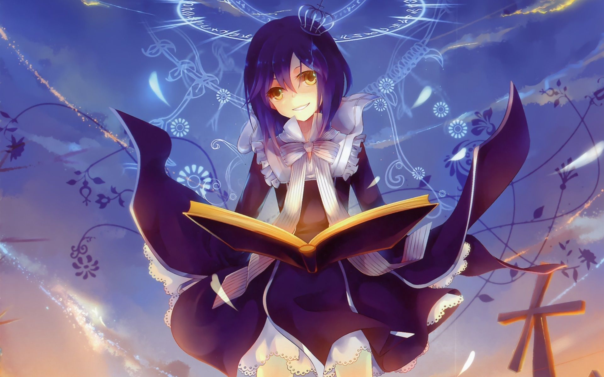 Premium Photo  Cute young woman reading book anime style background