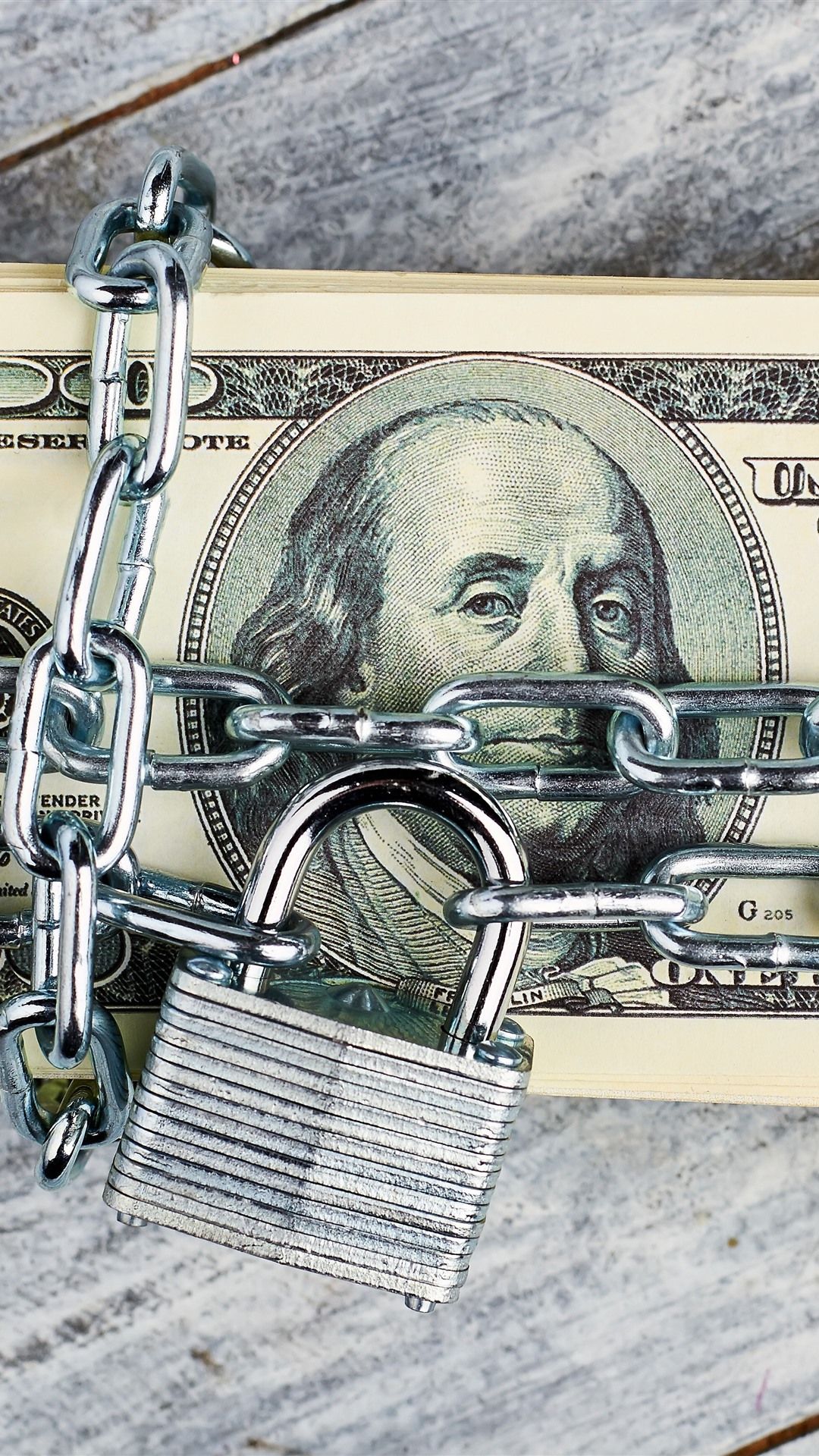 US Dollars, Chain, Lock 1242x2688 IPhone 11 Pro XS Max Wallpaper, Background, Picture, Image