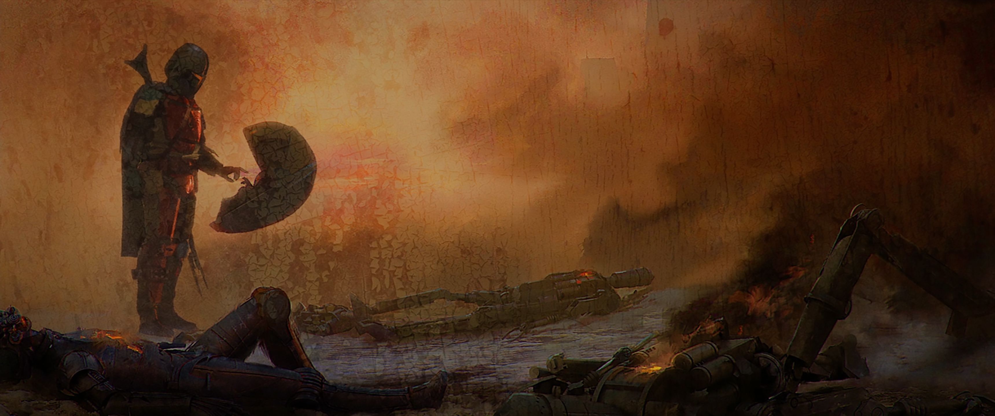 Desktop background from the end credits of The Mandalorian art credits @Disney