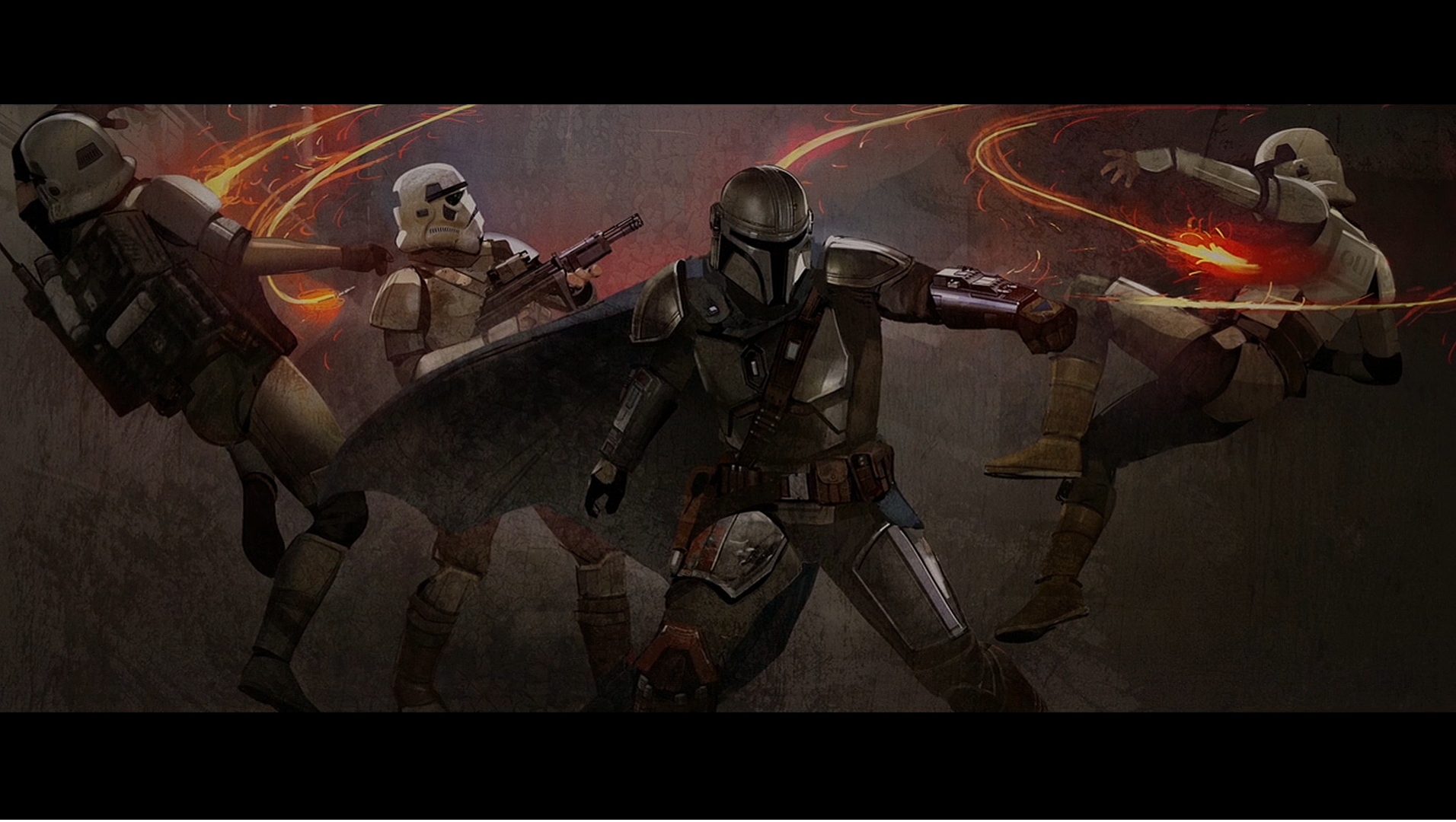You can get some amazing desktop wallpaper or canvas prints from the end credits of Mandalorian!
