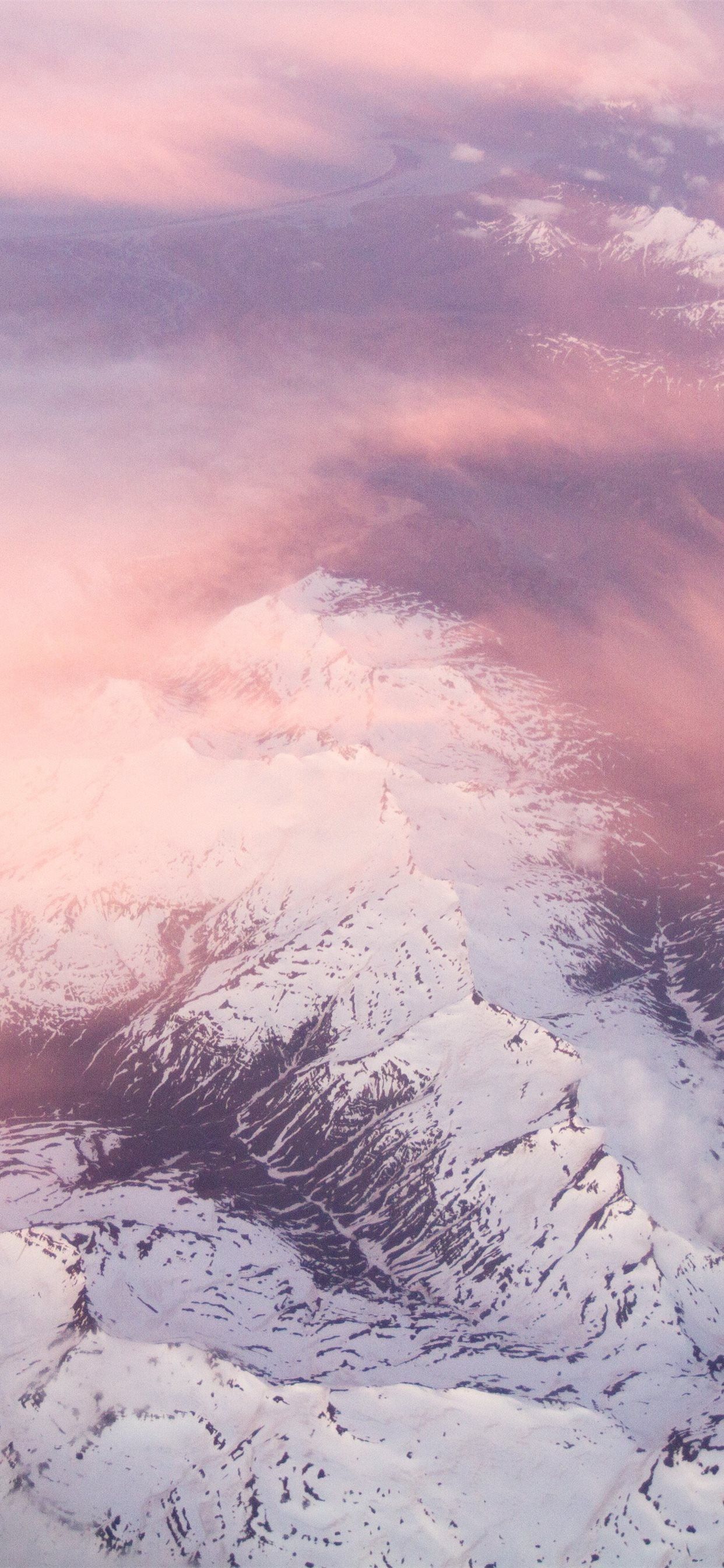 white mountains pink clouds 5k iPhone 11 Wallpaper Free Download