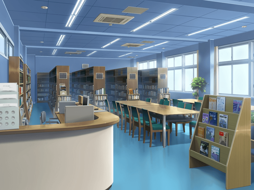 Anime Background School Library. contoh soal pelajaran puisi dan pidato populer