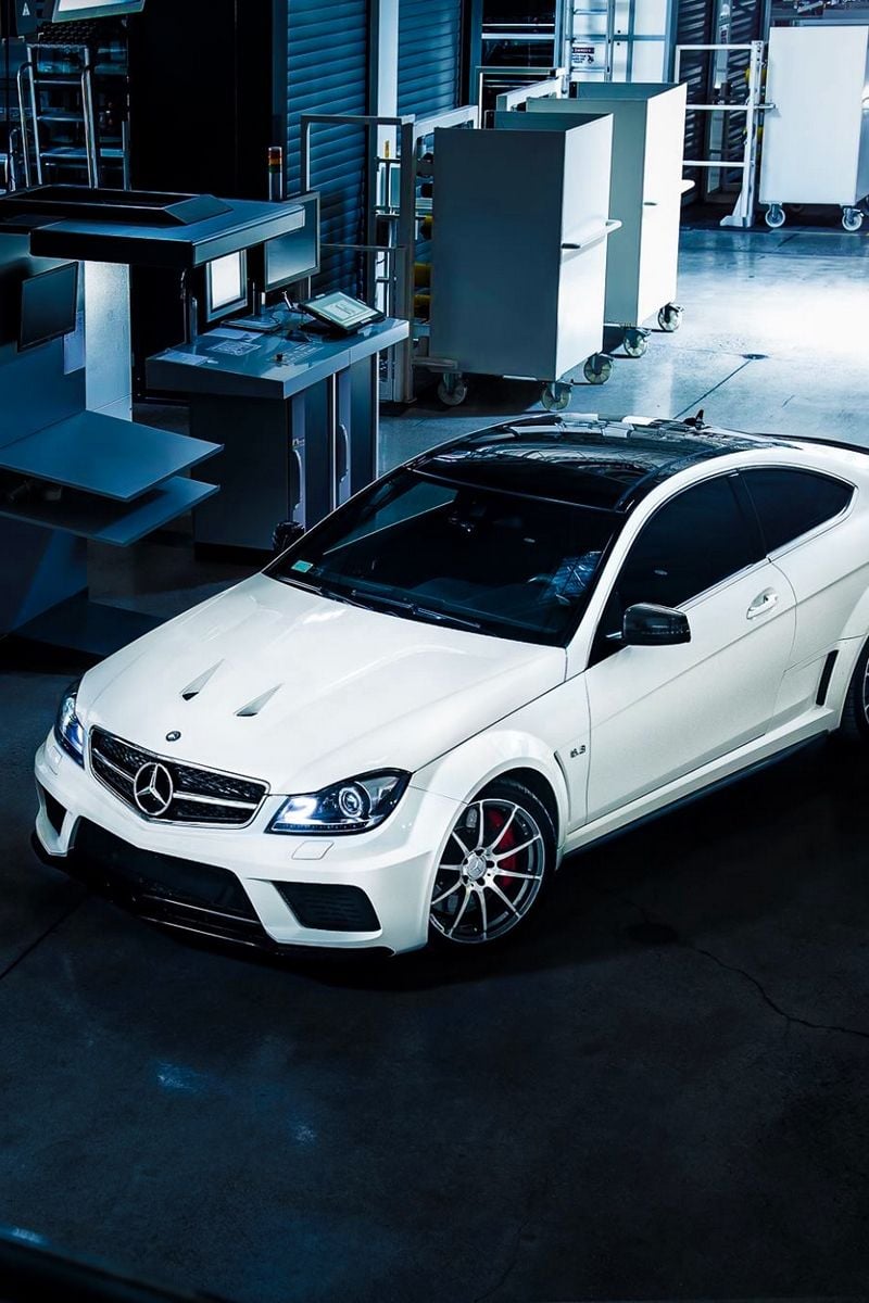 Wallpaper Mercedes Benz, C Amg, White, Side View Benz C63 Amg IPhone