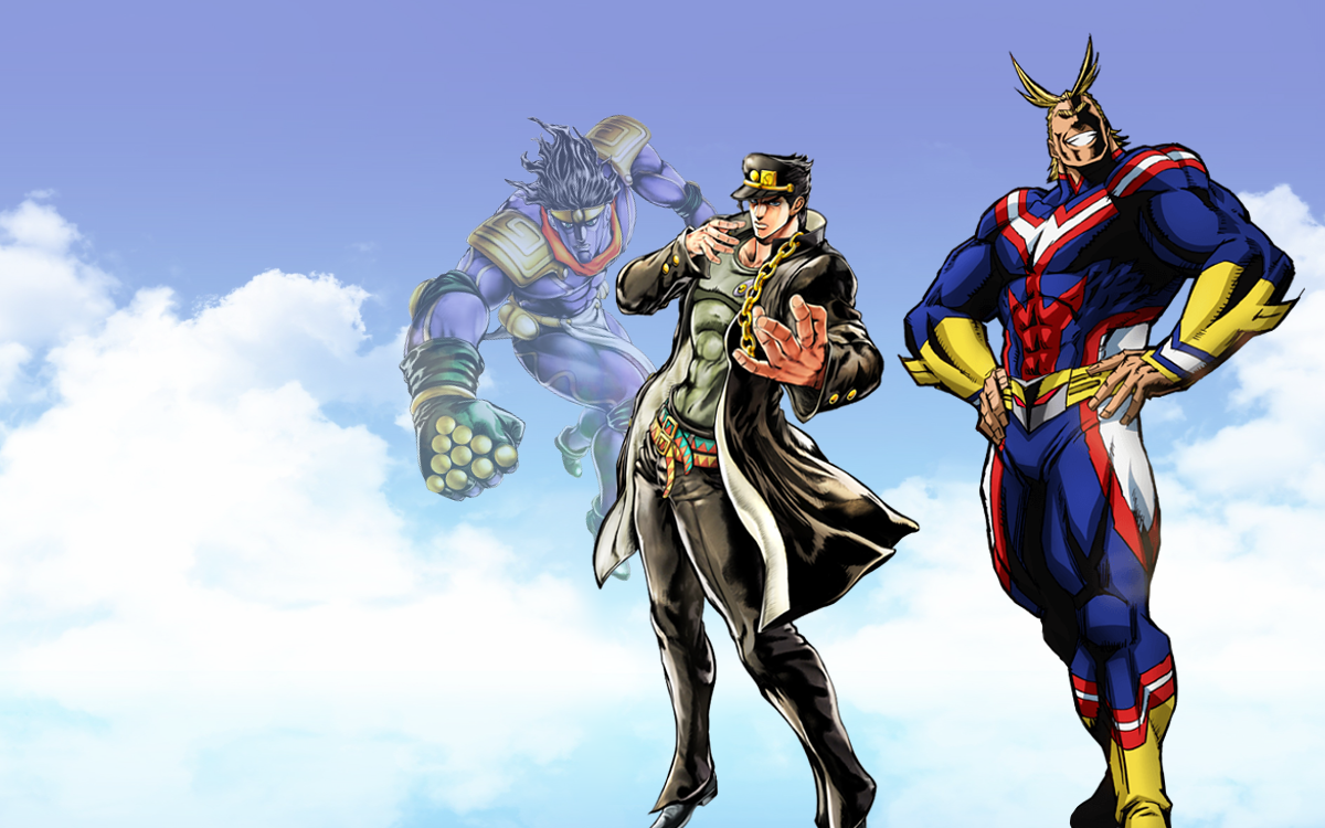 I made a simple wallpaper of my two favorite anime heroes of all time. Jotaro the JoJo, and All Might