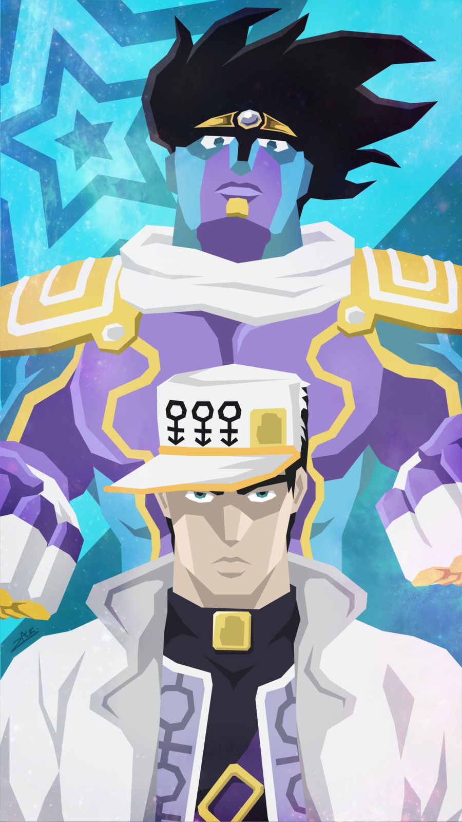 Jotaro & Star Platinum (DiU) Polygon Wallpaper, Zack Chua