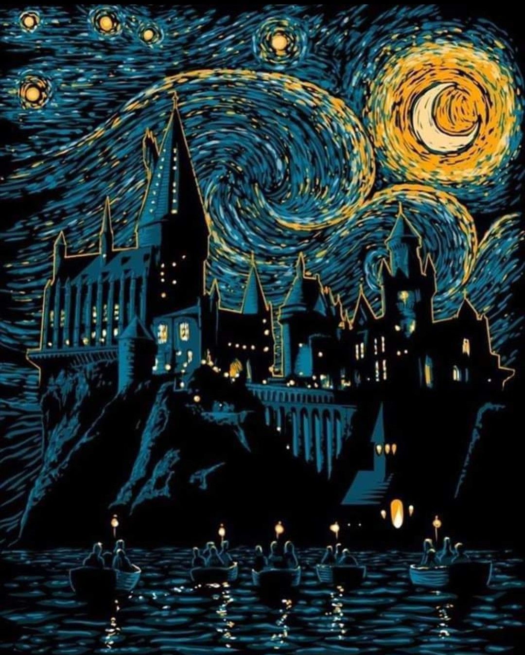 Hogwarts starry night. Harry potter wallpaper, Harry potter art, Harry potter love