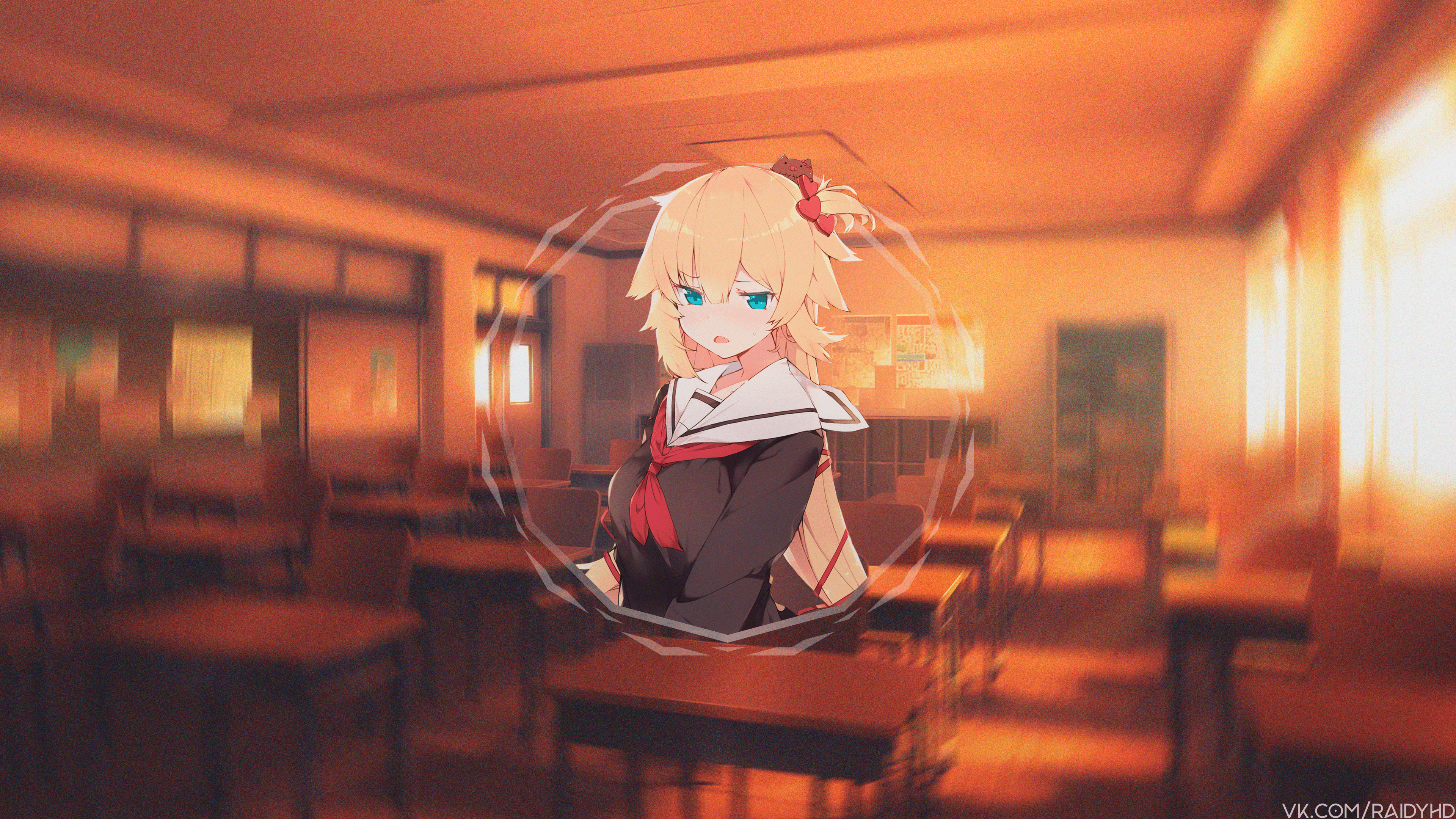 Blonde, Long Hair, Akai Haato, Anime, Anime Girls, Picture In Picture, School, Hololive, VTubers, Virtual Youtuberx2160 Wallpaper