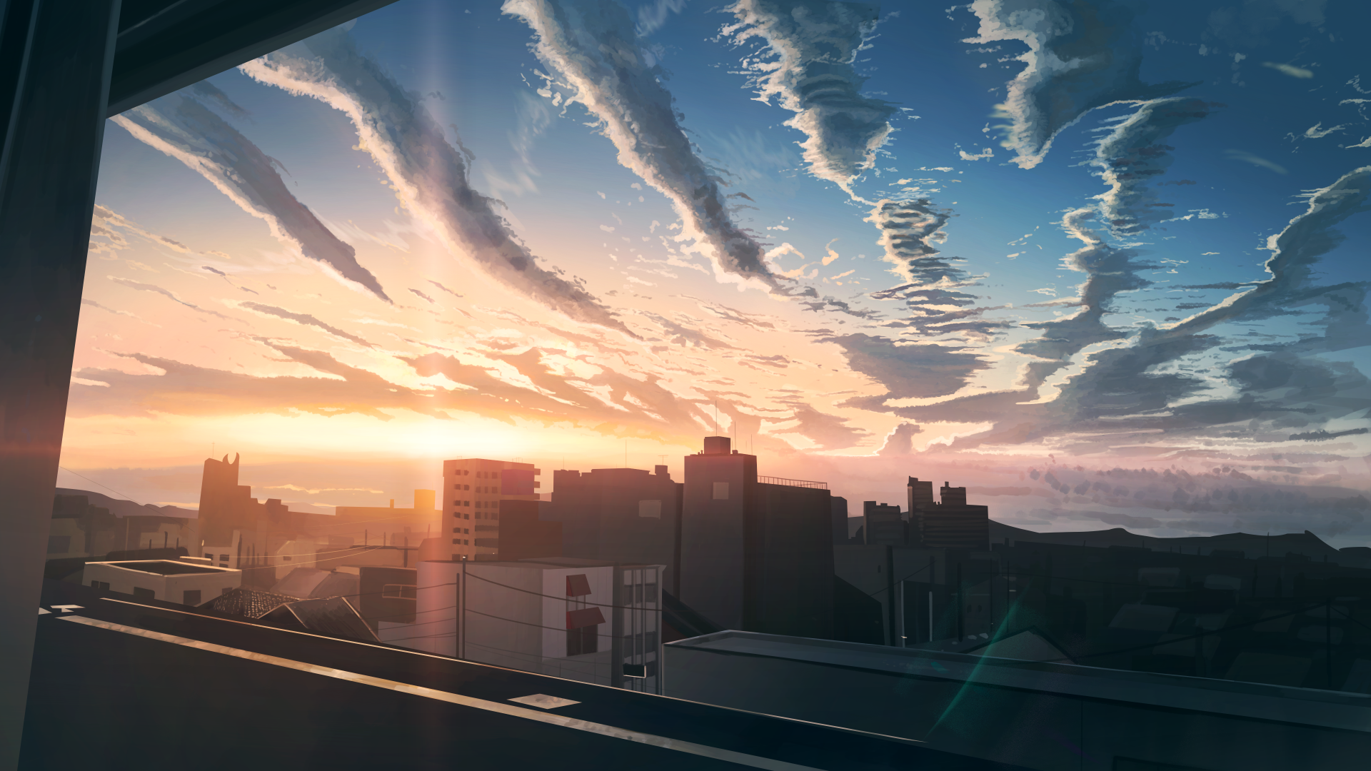 City, Sunset, 4k X 1440 Anime HD Wallpaper