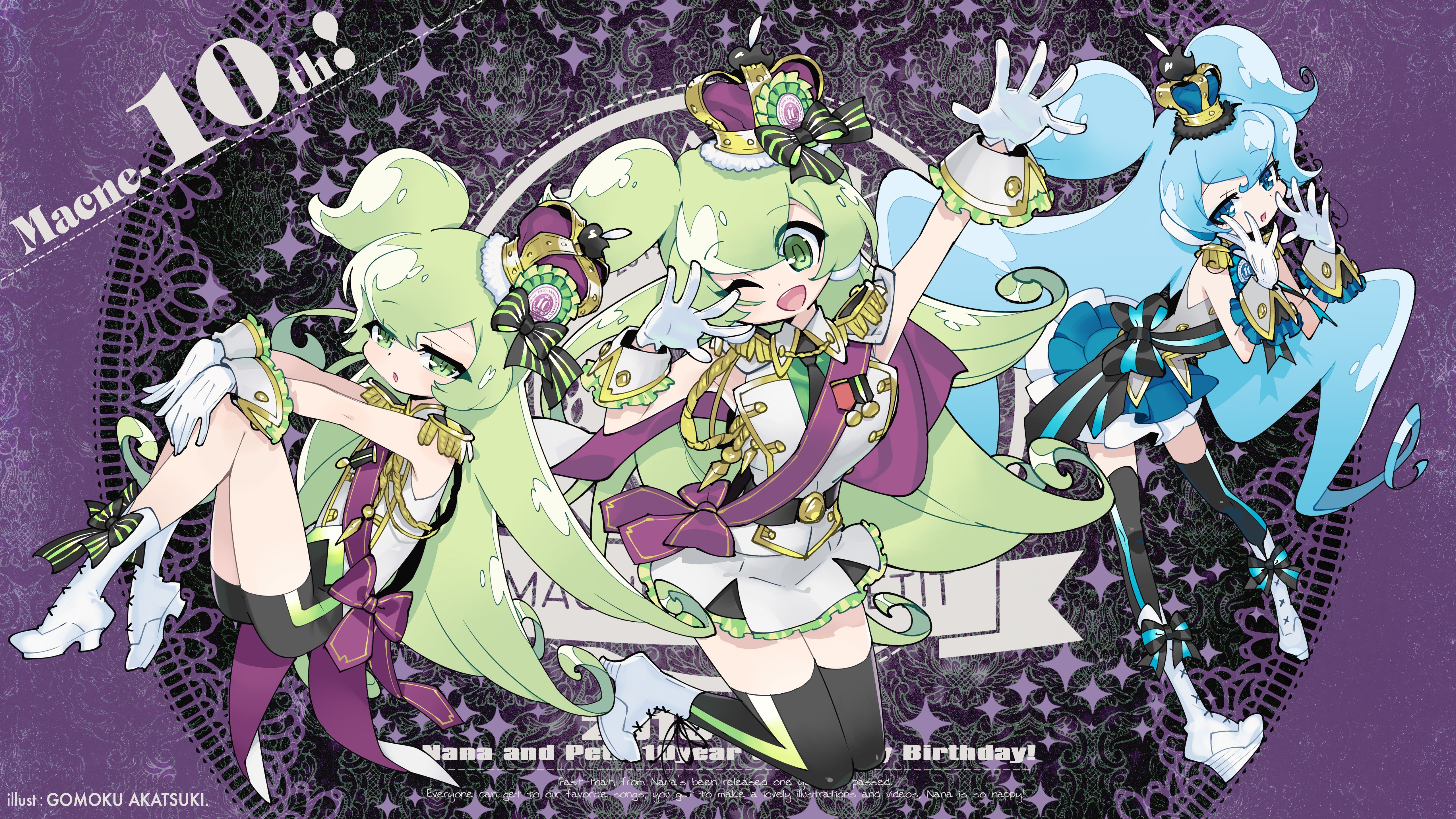 green hair, blue hair, green eyes, Macloid, Vocaloid, anime girls, animex2880 Wallpaper