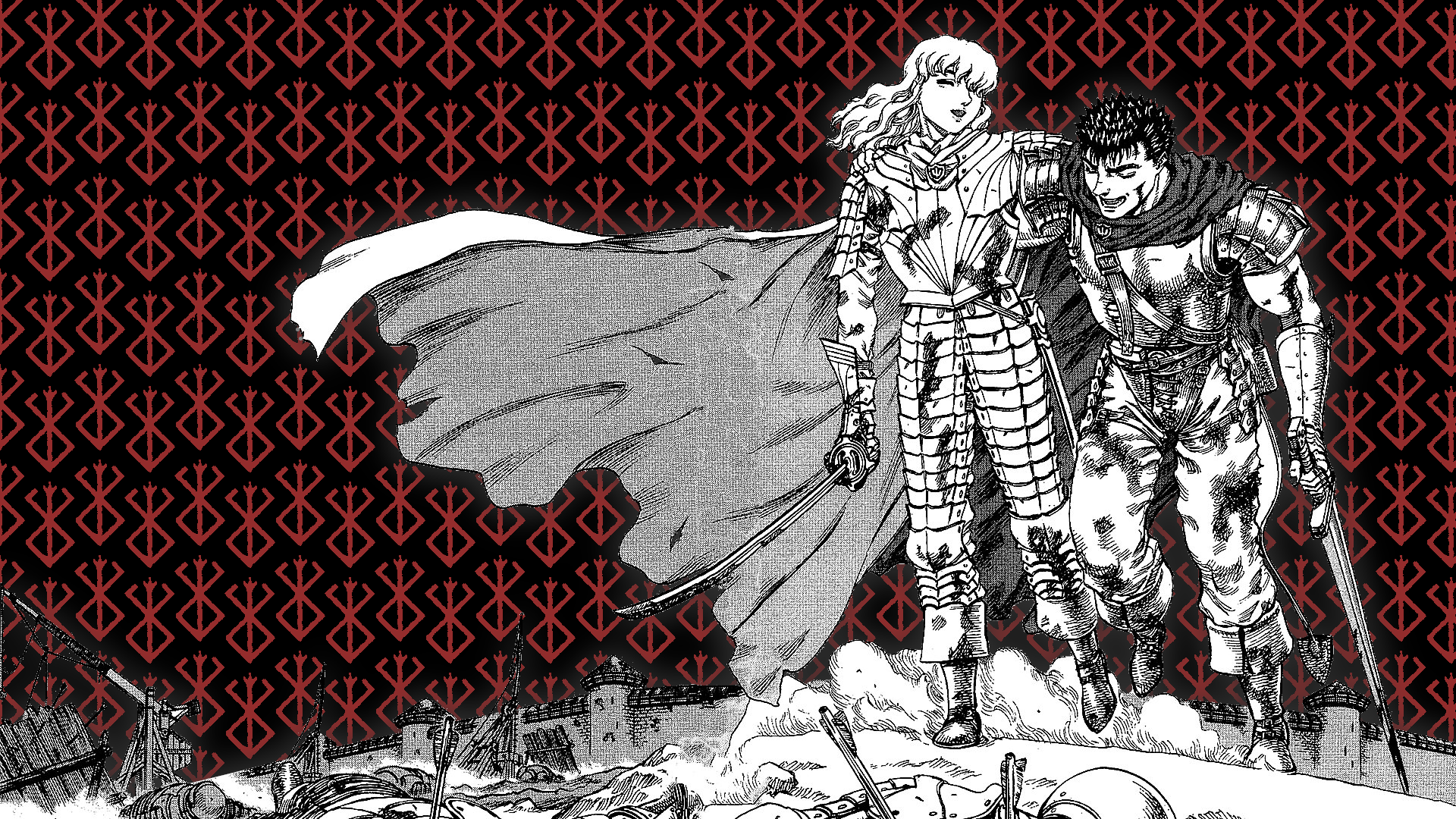 Guts and Griffith wallpaper with black background