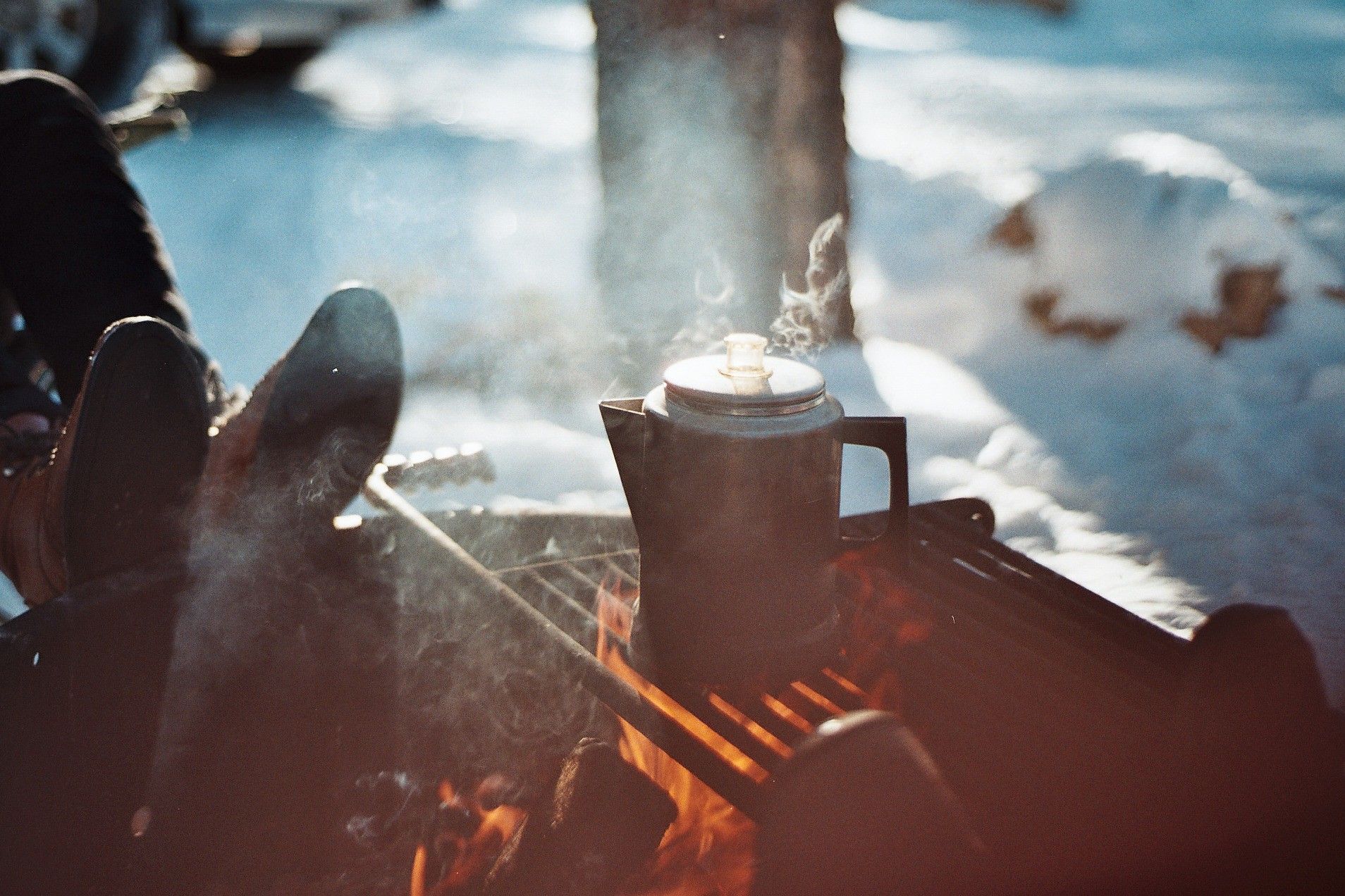 camping, Winter, Campfire, Outdoors, Kettle Wallpaper HD / Desktop and Mobile Background