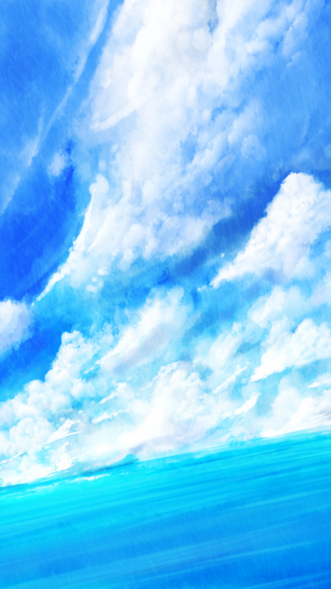 Download 1080x1920 Anime Landscape, Anime Girl, Clouds, Ocean Wallpaper for iPhone iPhone 7 Plus, iPhone 6+, Sony Xperia Z, HTC One