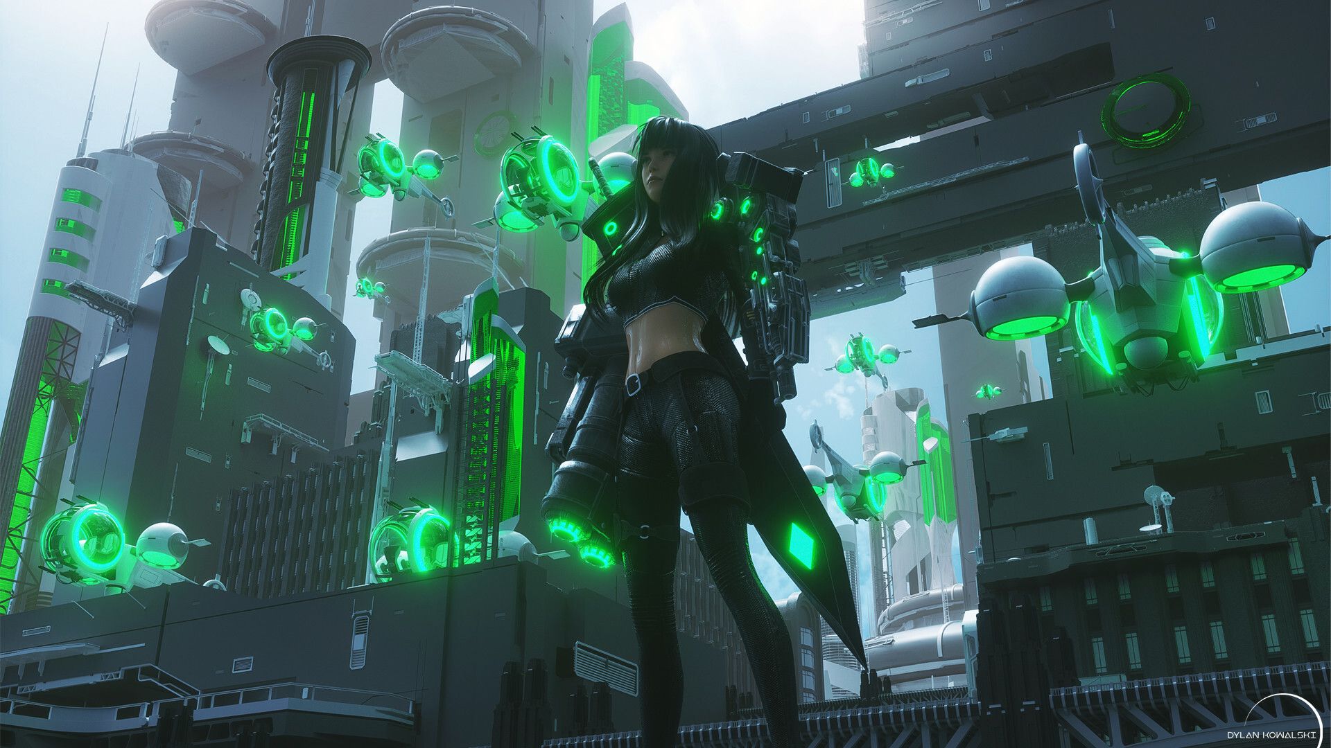 Cyber City Girl Laptop Full HD 1080P HD 4k Wallpaper, Image, Background, Photo and Picture
