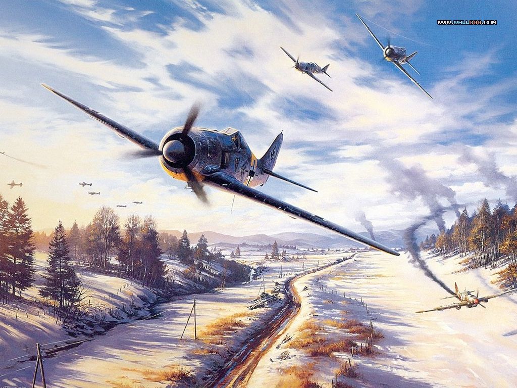 Air Combat Art(Vol.03), Aviation Paintings of World War II, Air Combat Aircraft paintings 1024x768 NO.21 Desktop Wallpaper