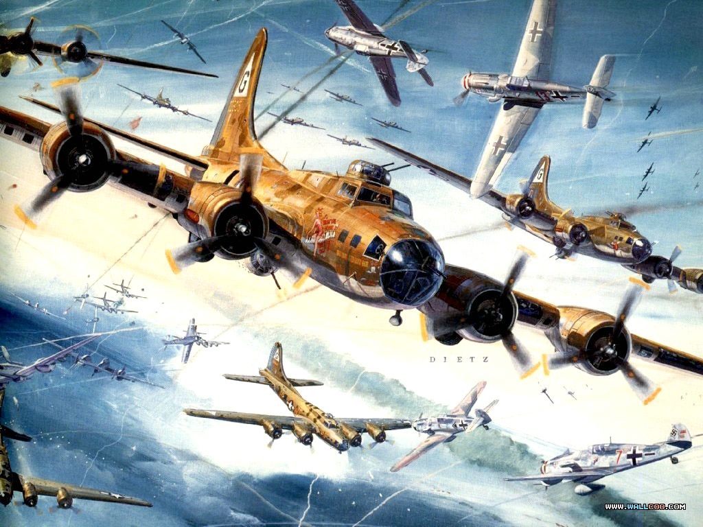 Air Combat Paintings (Vol.02), Aviation Art of World War II, Air Combat Aircraft paintings 1024x768 NO.26 Desktop Wallpaper