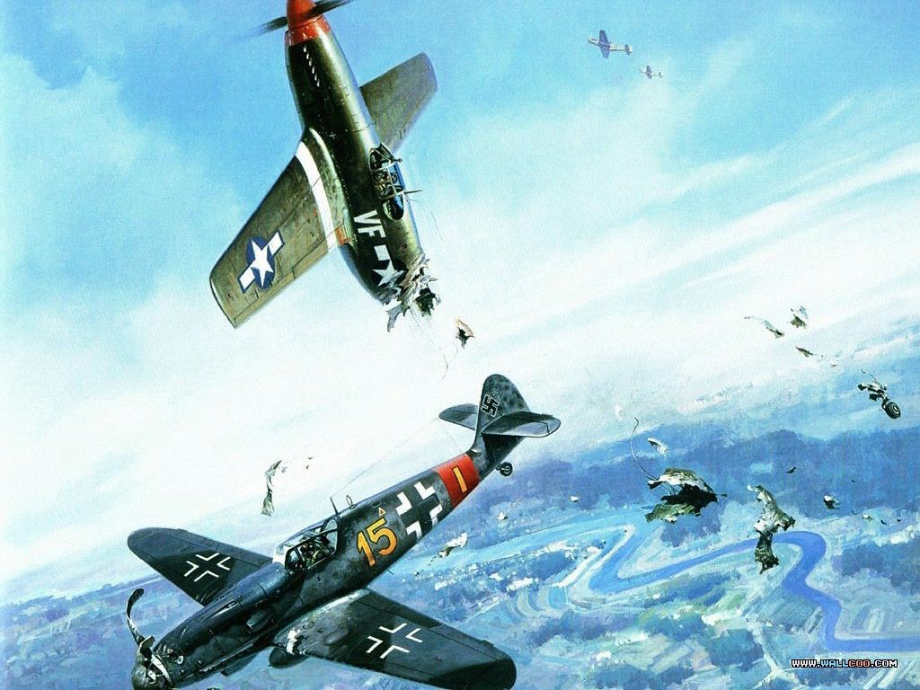 Air Combat Paintings (Vol.02), Aviation Art of World War II, Air Combat Aircraft paintings 1024x768 NO.2 Desktop Wallpaper