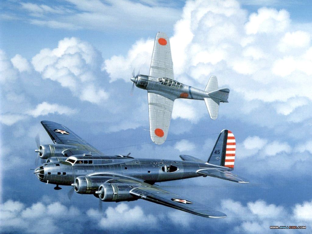 Air Combat Paintings (Vol.01), Aviation Art of World War II, Combat Aircraft paintings 1024x768 NO.22 Desktop Wallpaper