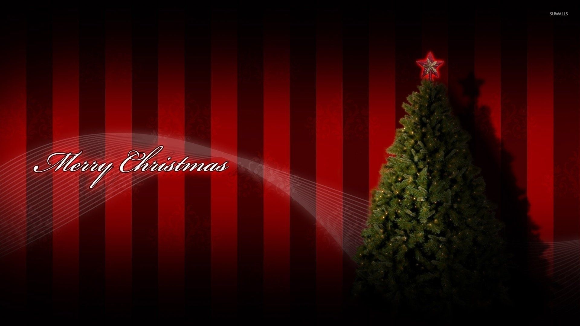Red star on top of the Christmas tree wallpaper wallpaper