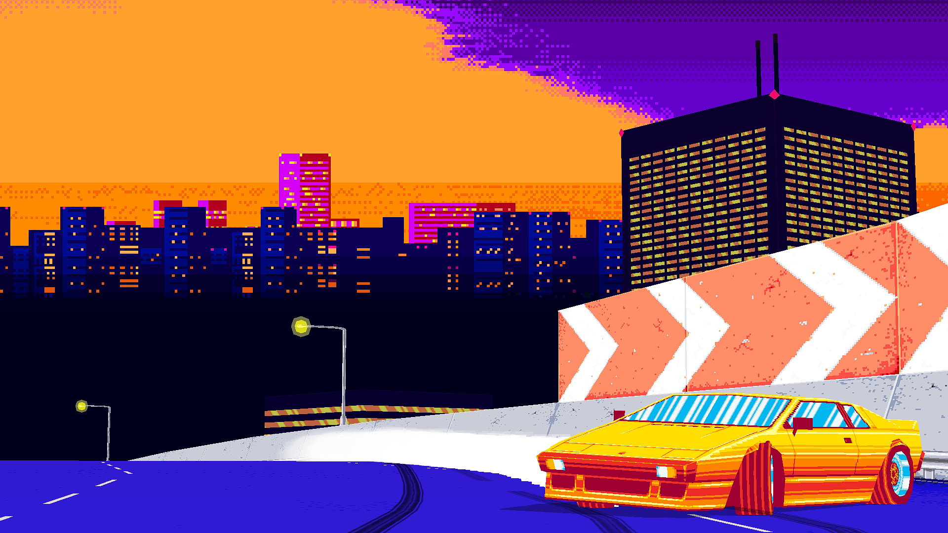 Abstract Highway Pixel Art [1920x1080] • R Wallpaper. Sunset City, Pixel Art, Wallpaper