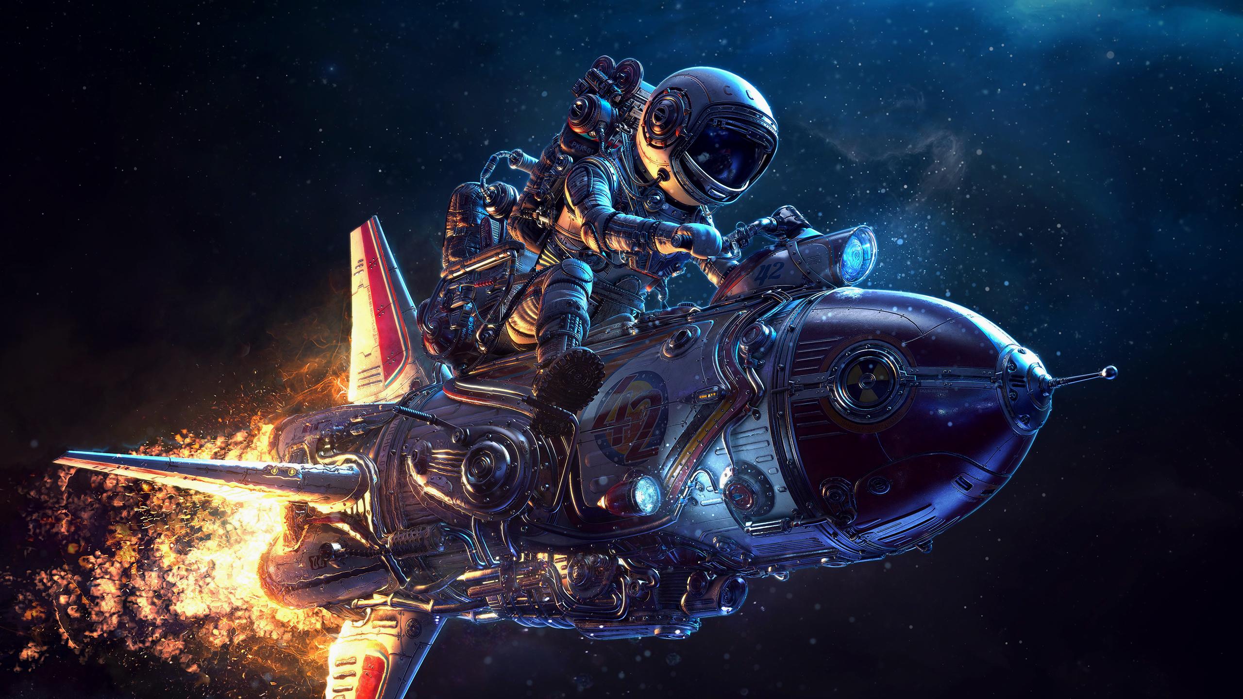 Motorcycle Rocketship (2560x1440)