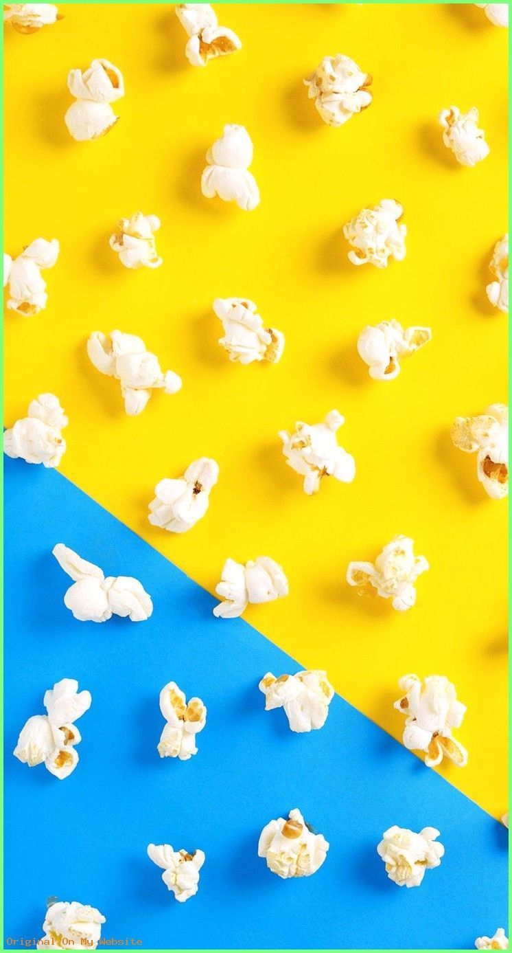 Wallpaper Background Aesthetic Yellow and Blue Popcorn Food Wallpaper wallpaperbackgroun Wallpaper. Aesthetic iphone wallpaper, iPhone wallpaper, Food wallpaper
