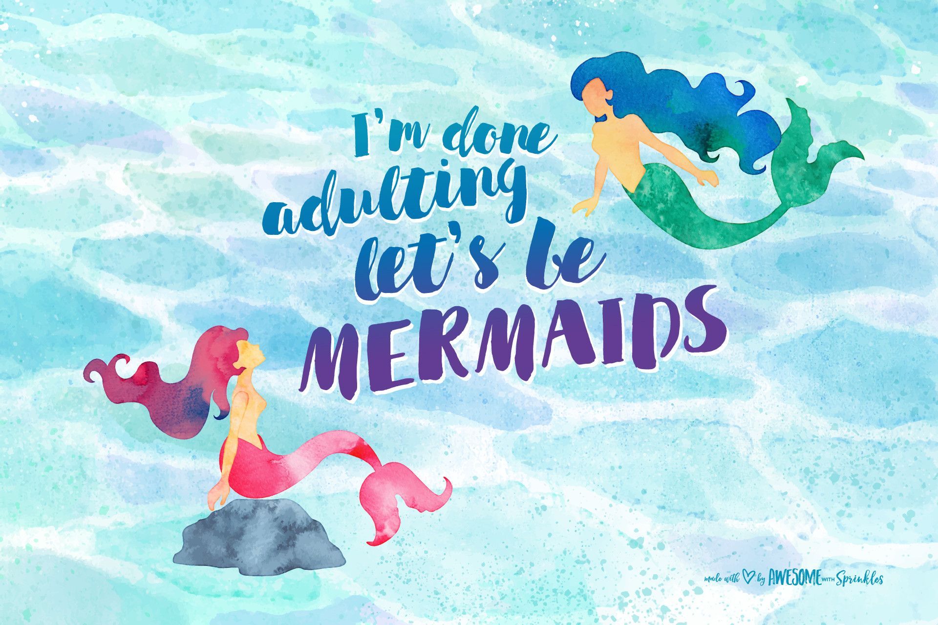 DOWNLOAD “Let's be Mermaids” Desktop Wallpaper. Mermaid wallpaper, Computer wallpaper, Mermaid wallpaper background