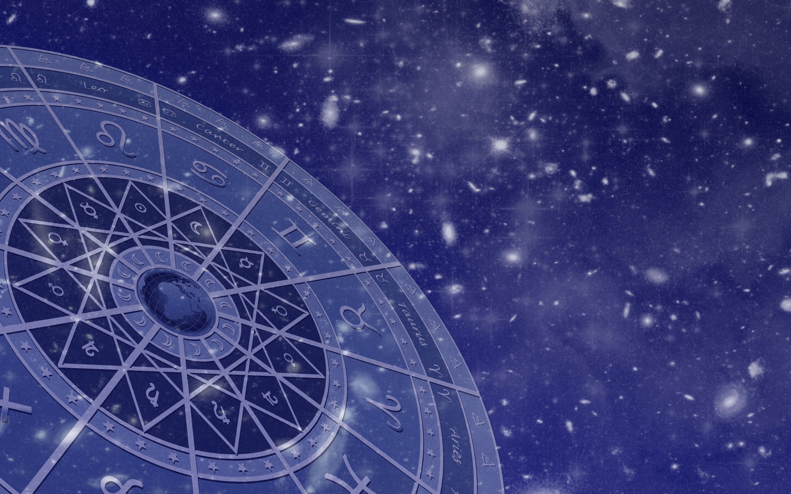 Signs of the zodiac on a blue background Desktop wallpaper 2560x1600