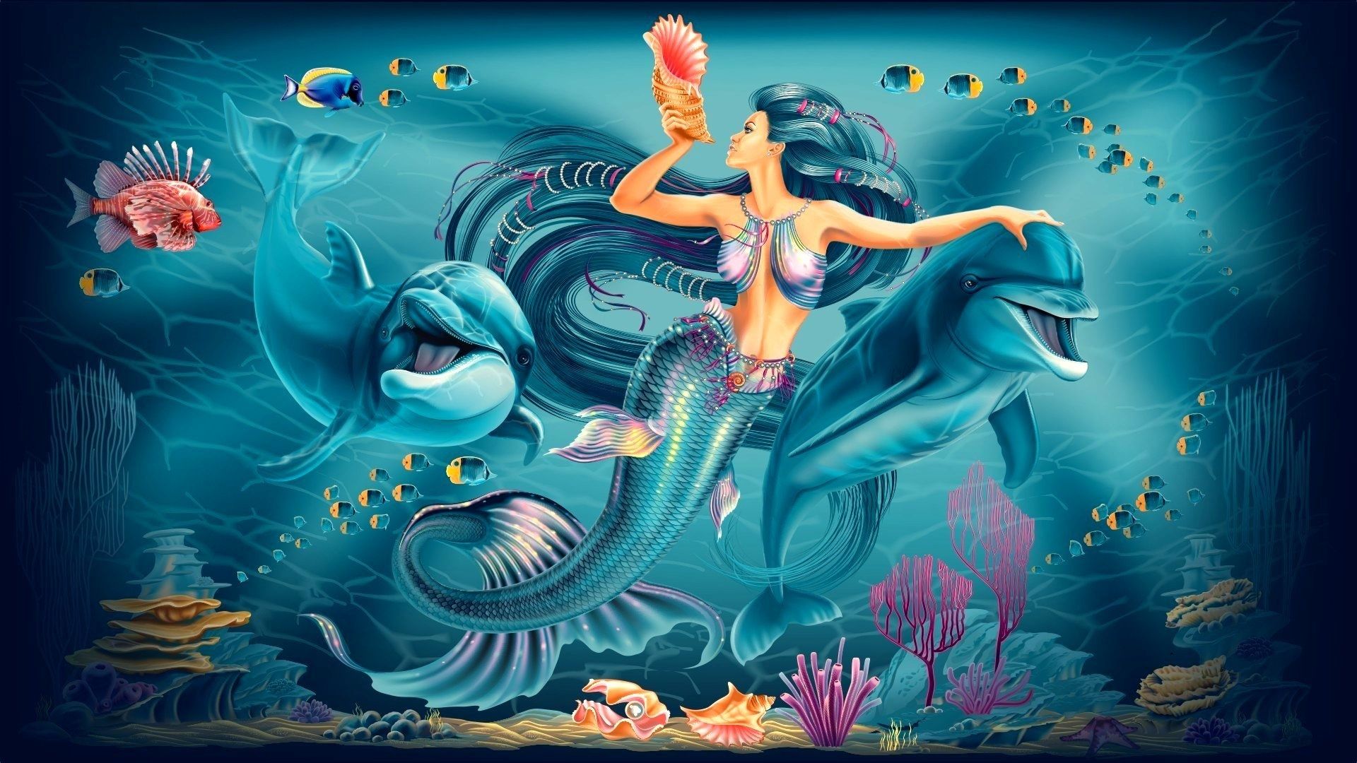 Mermaids Wallpaper. Mermaids Wallpaper, Surreal Mermaids Wallpaper and Mermaids Dolphins Wallpaper