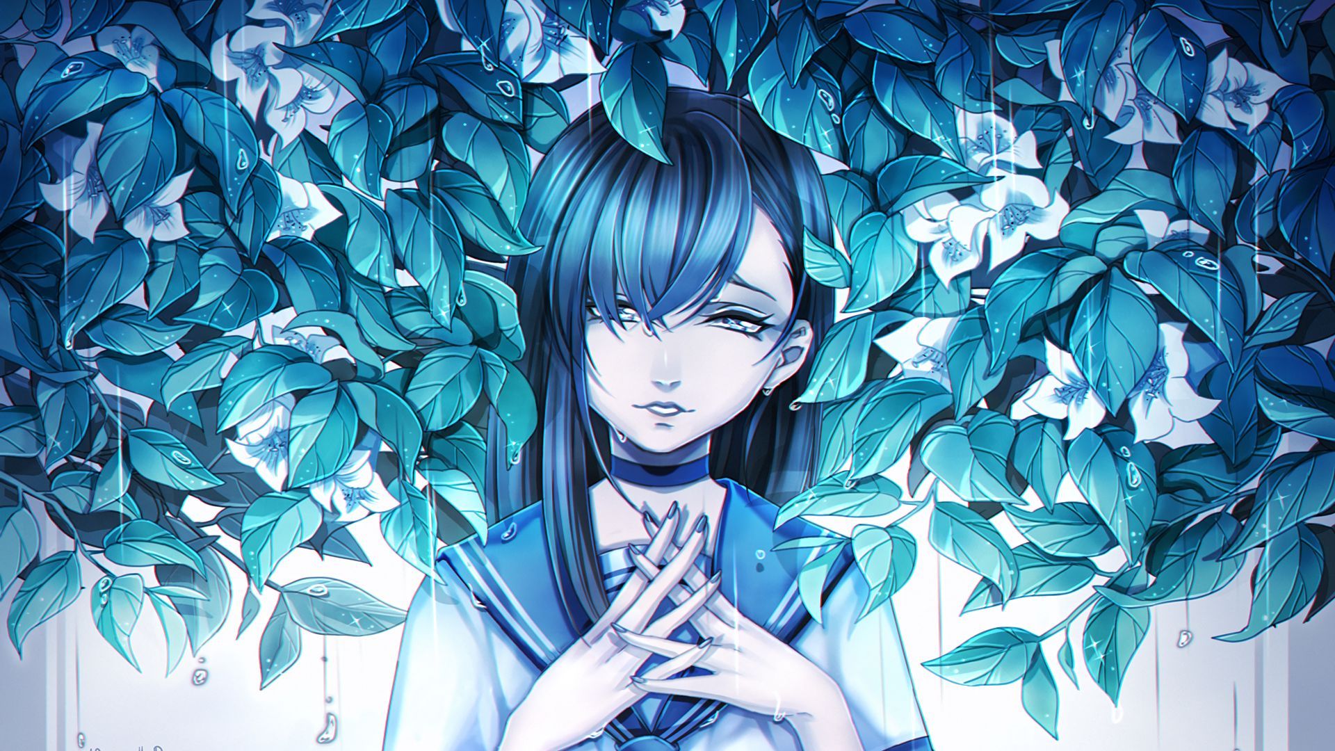 Wallpaper Girl, Anime, Sadness, Leaves, Art Anime Art Sad HD Wallpaper