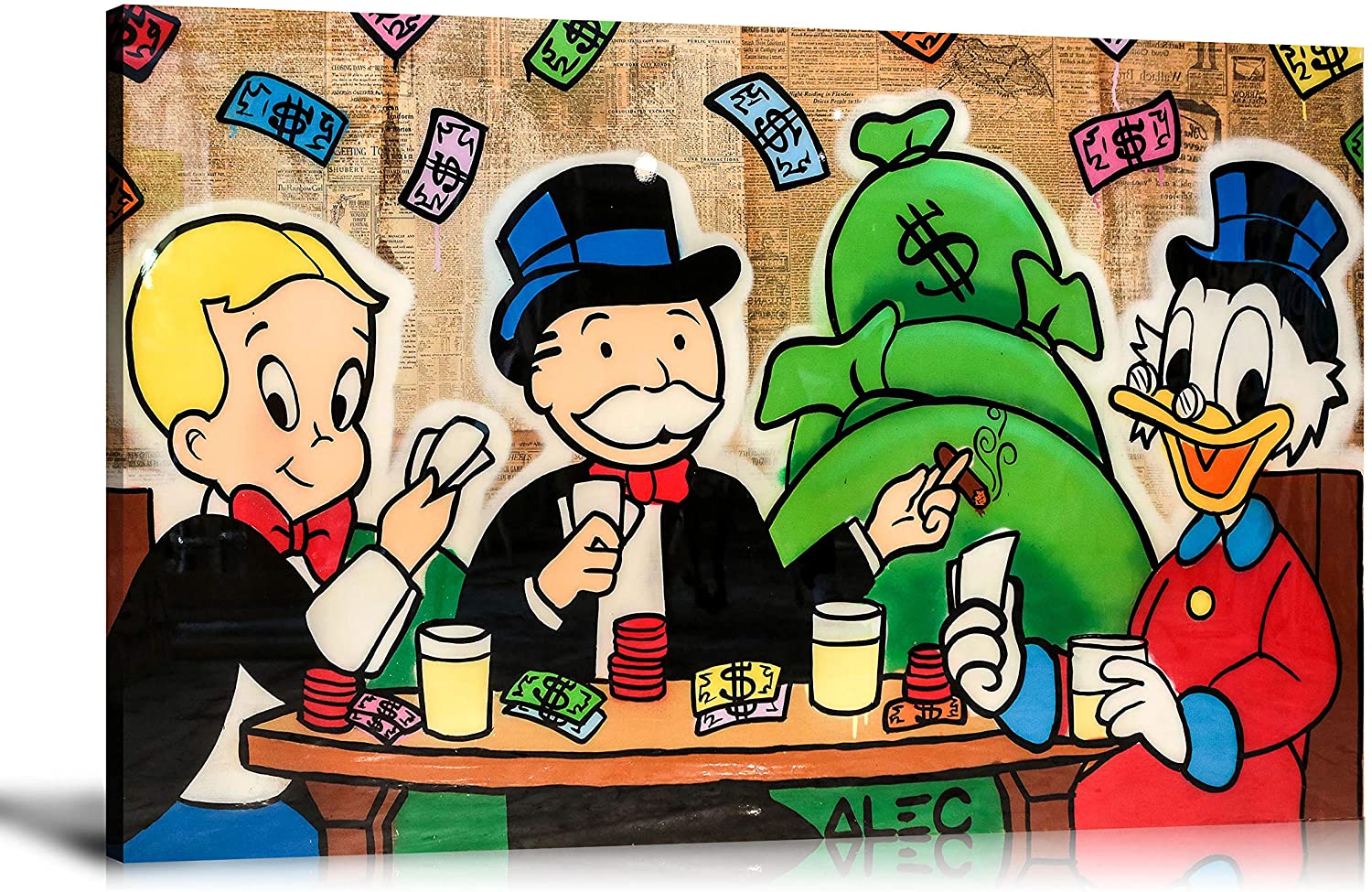 Newartprint ALEC Monopoly HD Printed Oil Paintings Home Wall Decor Art On Canvas Playing Cards 24x36inch Unframed: Amazon.ca: generic