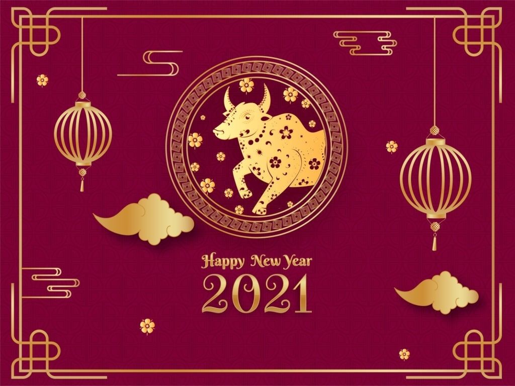 happy lunar new year 2021 vector