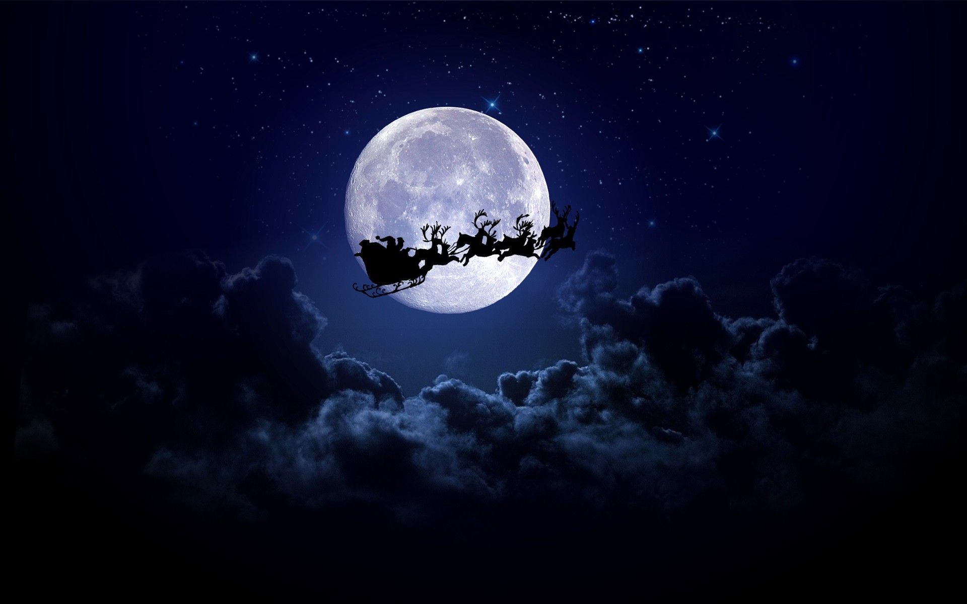 General 1920x1200 Christmas Moon Christmas sleigh santa Santa Claus reindeer clouds. Christmas wallpaper, Santa sleigh, Coast guard christmas