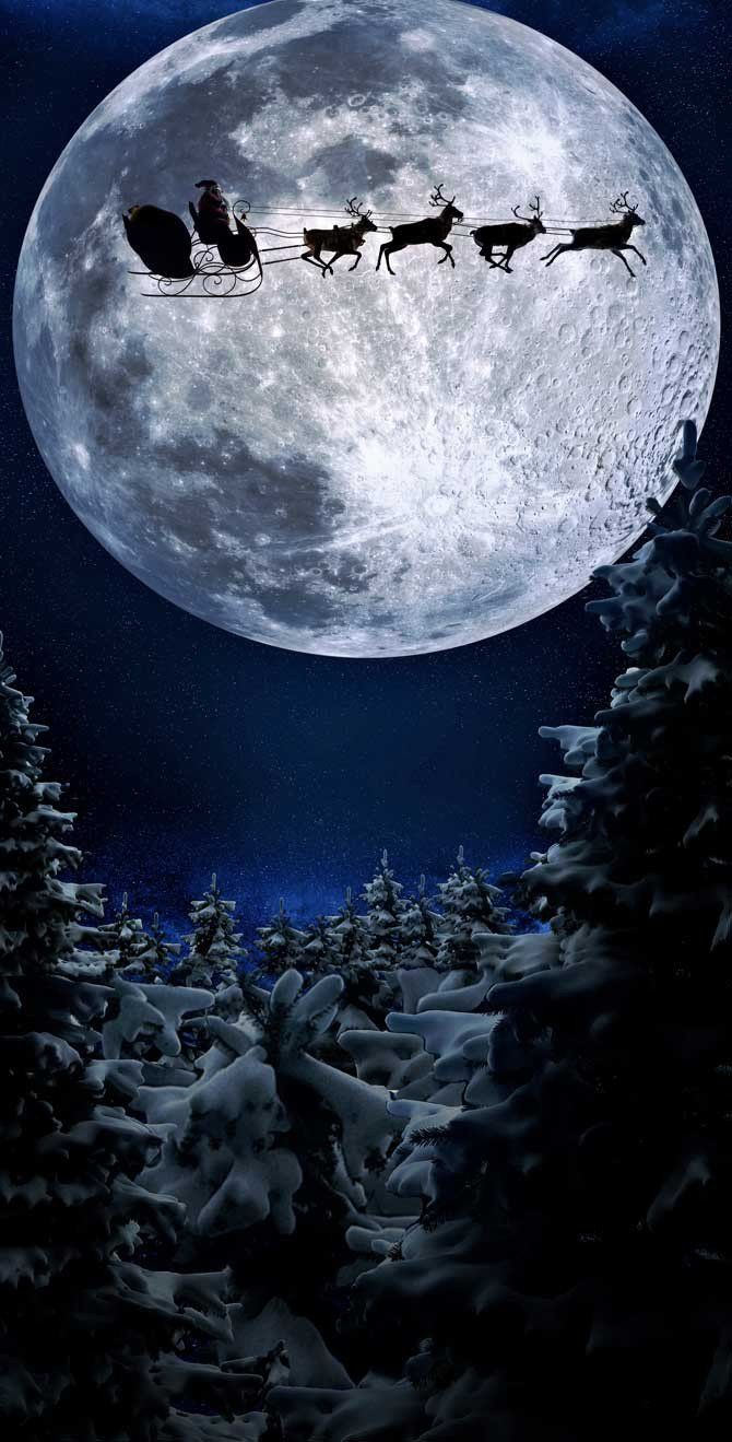 Santa Sleigh Moon Christmas Backdrop 9. Decor. Christmas picture beautiful, Wallpaper iphone christmas, Christmas scenes