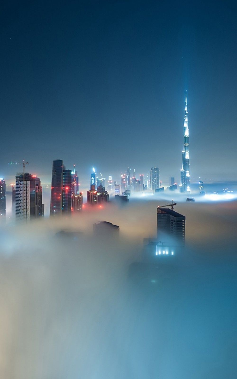 Foggy Dubai Skyline Android Wallpaper free download