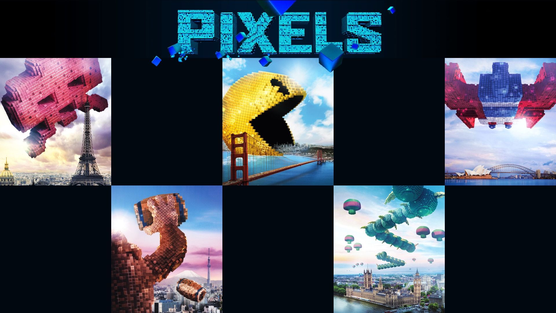 Pixels movie posters of arcade classics [1920x1080], wallpaper. Pixels movie, Wallpaper, HD wallpaper
