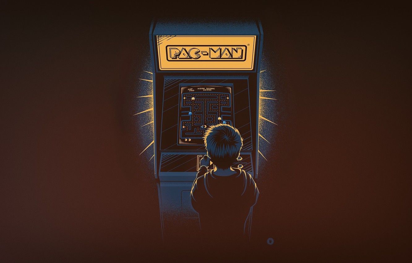 Wallpaper Minimalism, Boy, The Game, Background, Pacman, Pac Man, Nostalgia, Slot Machine, Arcade Image For Desktop, Section минимализм