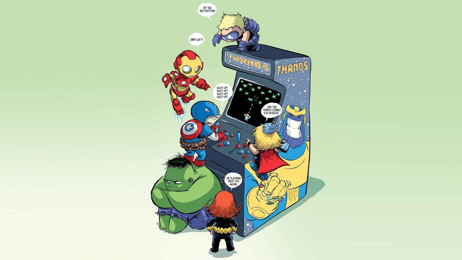 #arcade cabinet, #movies, #Captain America, #artwork, #Hulk, #Marvel Comics, #Stark Industries, #Thanos, #Marvel Heroes, #The Avengers, #Iron Man, #humor, #Thor, wallpaper